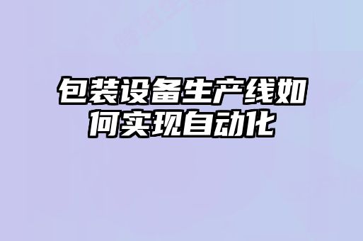 包裝設(shè)備生產(chǎn)線如何實現(xiàn)自動化