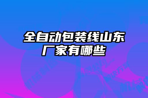 全自動(dòng)包裝線(xiàn)山東廠家有哪些